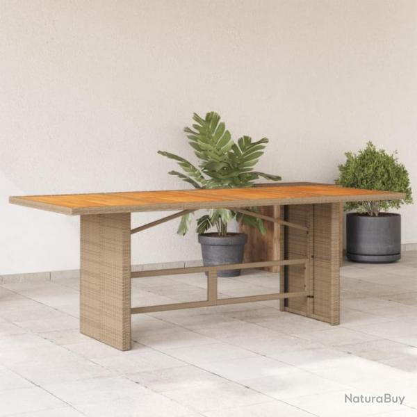 Table de jardin avec dessus en bois d'acacia beige 190x80x74 cm