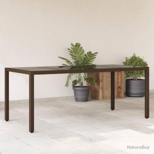 Table de jardin avec dessus en verre marron rsine tresse