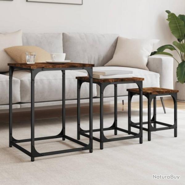 Tables basses gigognes 3 pcs chne fum bois d'ingnierie