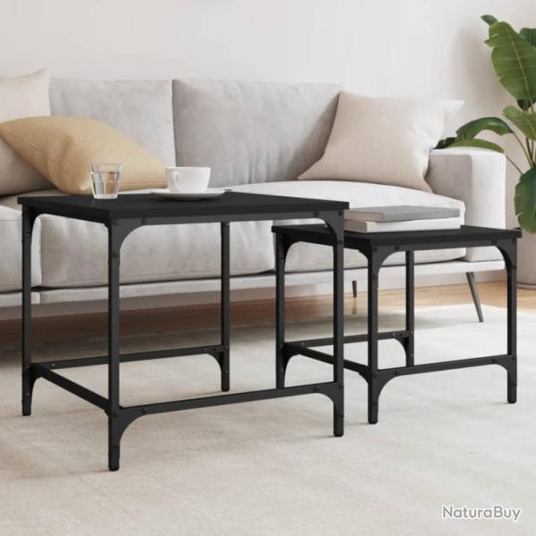 Tables basses gigognes 2 pcs noir bois d'ingnierie