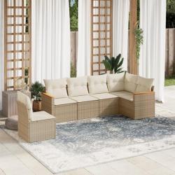 Salon de jardin avec coussins 6 pcs beige résine tressée