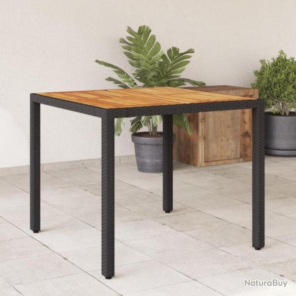 Table de jardin et dessus en bois d'acacia noir rsine tresse