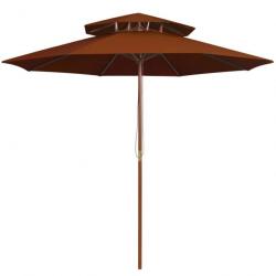 Parasol double avec mât en bois Terre cuite 270 cm