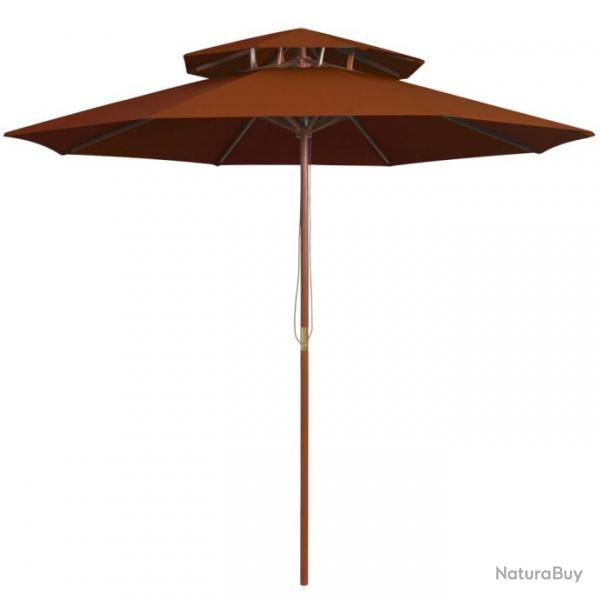 Parasol double avec mt en bois Terre cuite 270 cm