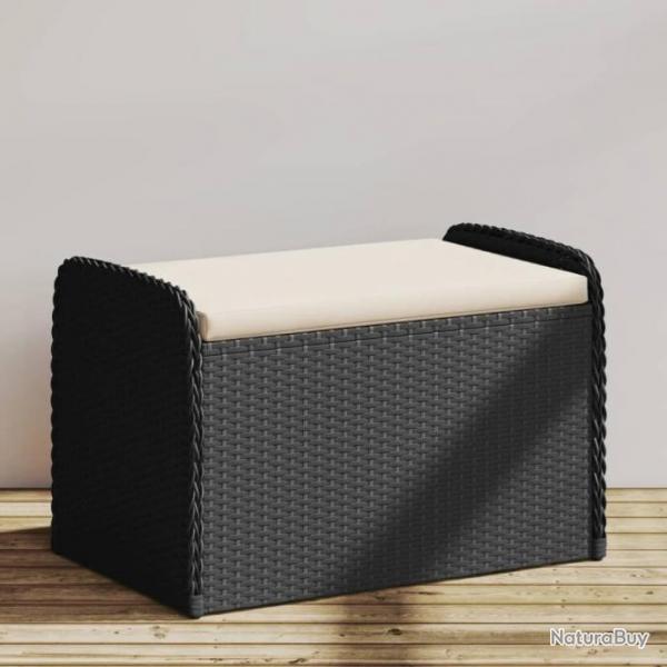 Banc de rangement avec coussin noir 80x51x52 cm rsine tresse