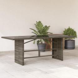 Table de jardin dessus en verre gris 190x80x74cm résine tressée