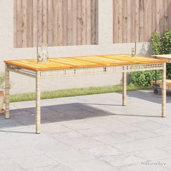 Table de jardin beige 180x90x75 cm rsine tresse et acacia