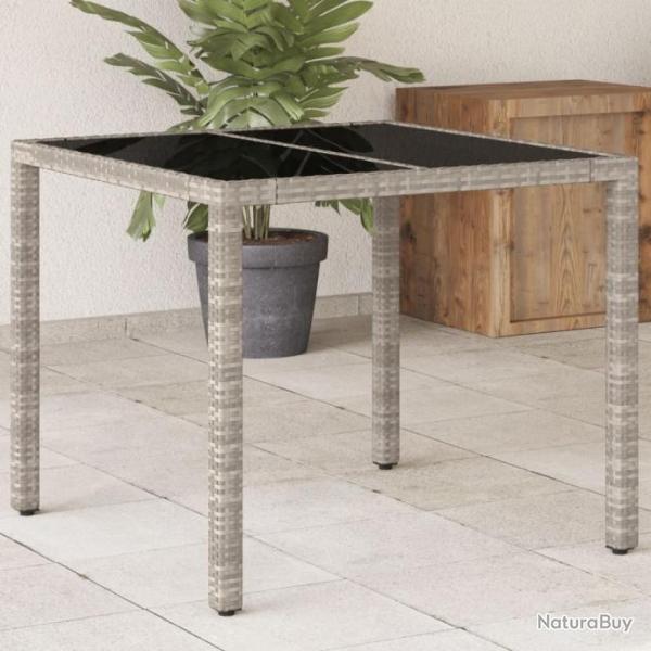 Table de jardin avec dessus en verre gris clair rsine tresse