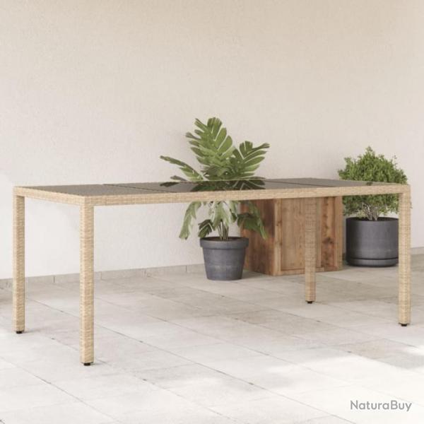 Table de jardin avec dessus en verre beige rsine tresse