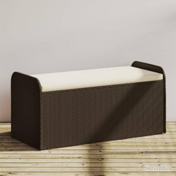 Banc de rangement et coussin marron 115x51x52 cm rsine tresse