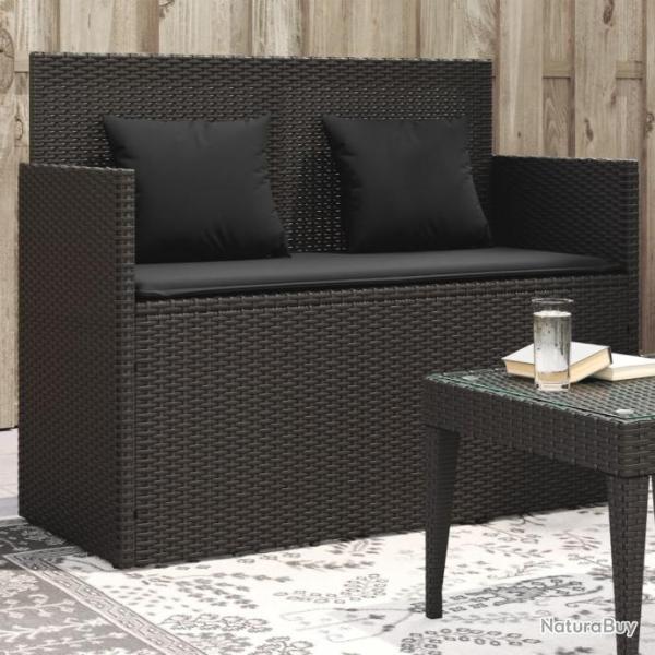 Banc de jardin avec coussins noir rsine tresse