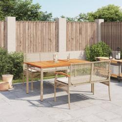 Ensemble à manger de jardin et coussins 3 pcs Beige poly rotin