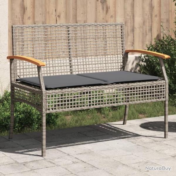 Banc de jardin avec coussin gris rsine tresse et acacia