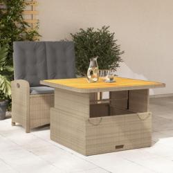 Ensemble à manger de jardin et coussins 2 pcs beige poly rotin