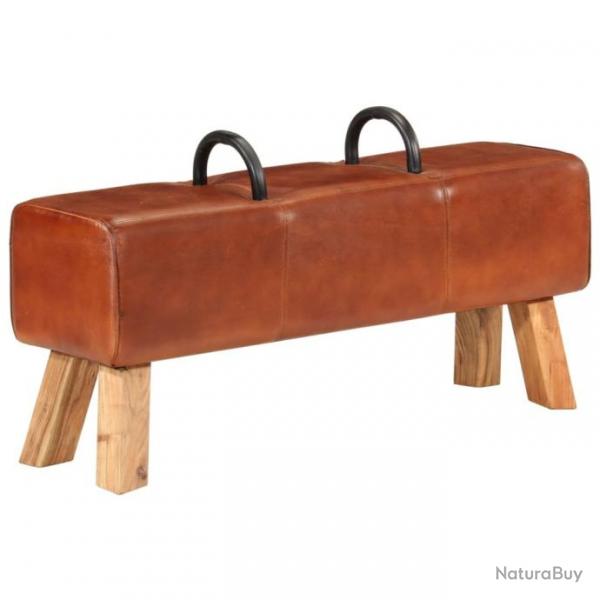 Banc de gymnastique marron 110 cm cuir vritable