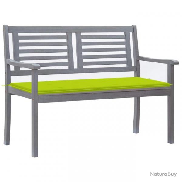 Banc de jardin 2 places avec coussin 120 cm Gris Eucalyptus