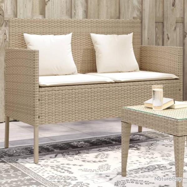 Banc de jardin avec coussins beige rsine tresse