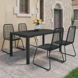 Salon de jardin 5 pcs Rotin PVC Noir