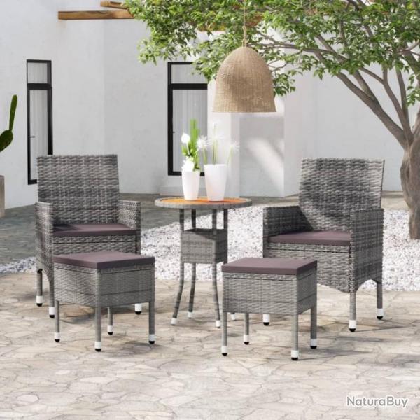 Salon de jardin 5 pcs Rsine tresse Gris