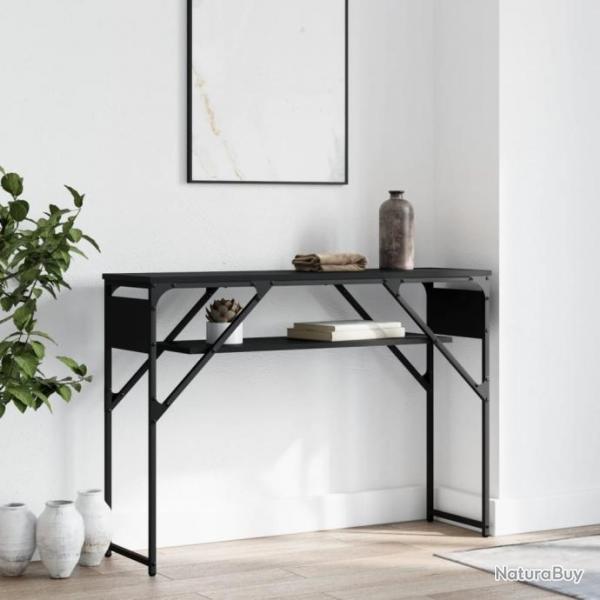 Table console avec tagre noir 105x30x75 cm bois d'ingnierie