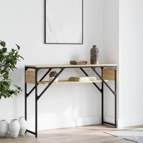 Table console avec tagre chne sonoma 105x30x75 cm