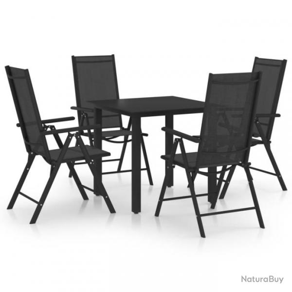 Ensemble de salle  manger de jardin 5 pcs Aluminium Noir