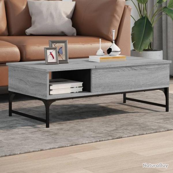 Table basse sonoma gris 100x50x35 cm bois d'ingnierie et mtal