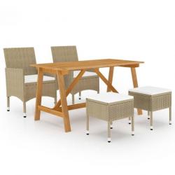 Ensemble de salle à manger de jardin 5 pcs Beige