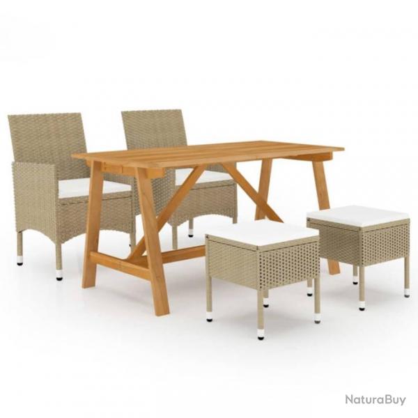 Ensemble de salle  manger de jardin 5 pcs Beige