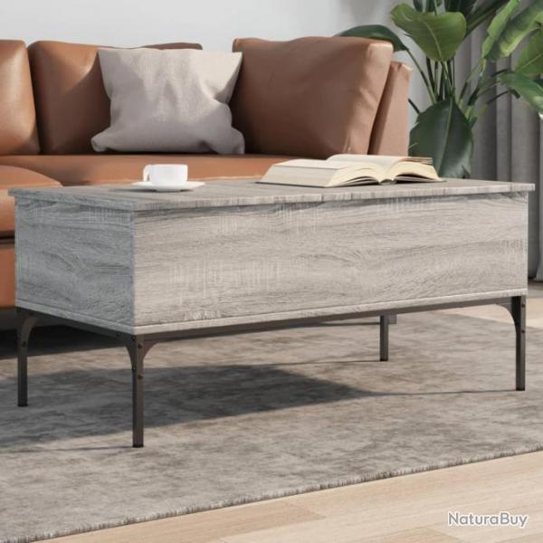 Table basse sonoma gris 100x50x45 cm bois d'ingnierie et mtal