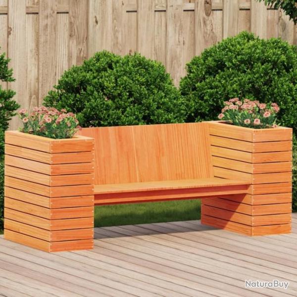 Banc avec jardinires cire marron 167,5x60x65cm bois massif pin