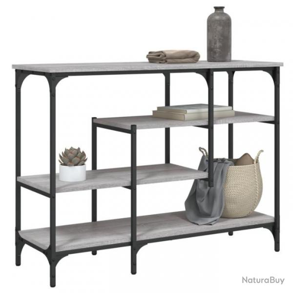 Table console avec tagres sonoma gris 100x35x75 cm