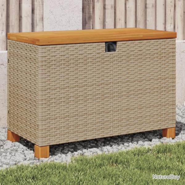 Bote de rangement de jardin beige rsine tresse bois d'acacia