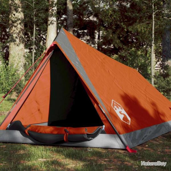 Tente de camping 2 personnes gris et orange impermable