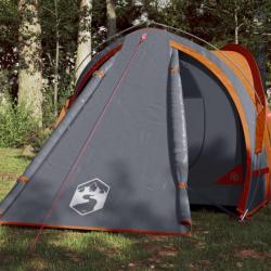 Tente de camping 2 personnes gris et orange imperméable