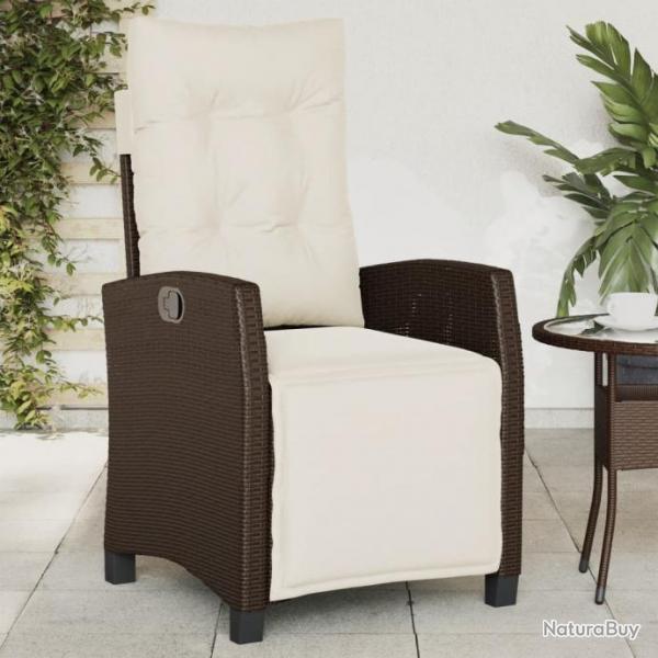 Chaise inclinable de jardin repose-pied marron rsine tresse