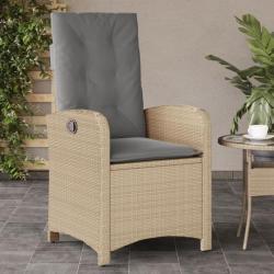 Chaise inclinable de jardin coussins mélange beige poly rotin