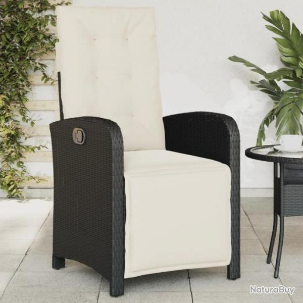 Chaise inclinable de jardin et repose-pied noir rsine tresse