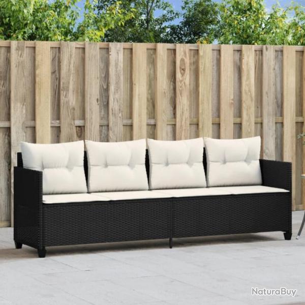 Chaise longue avec coussins noir rsine tresse