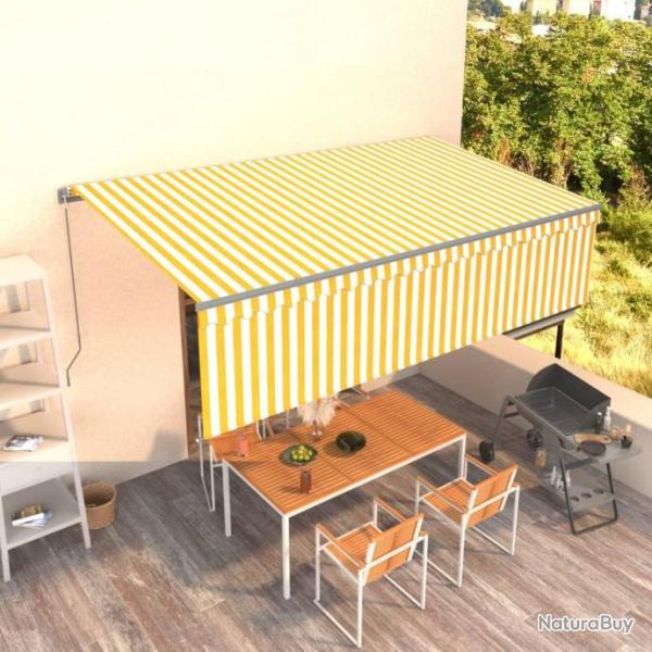 Auvent rtractable manuel avec store 5x3 m Jaune et blanc