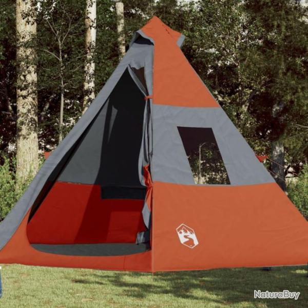 Tente de camping 7 personnes gris et orange impermable