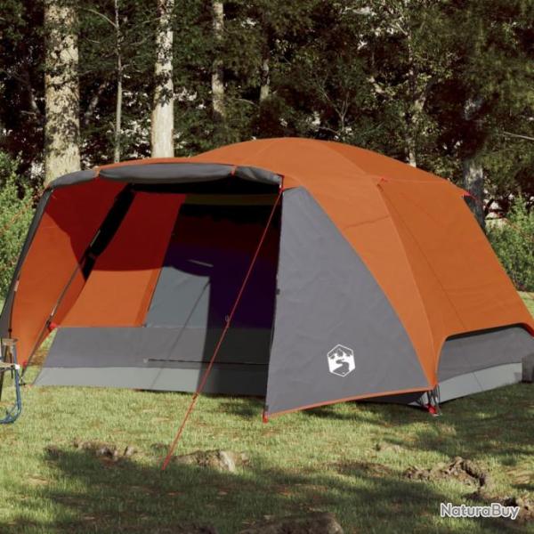 Tente de camping 4 personnes gris et orange impermable