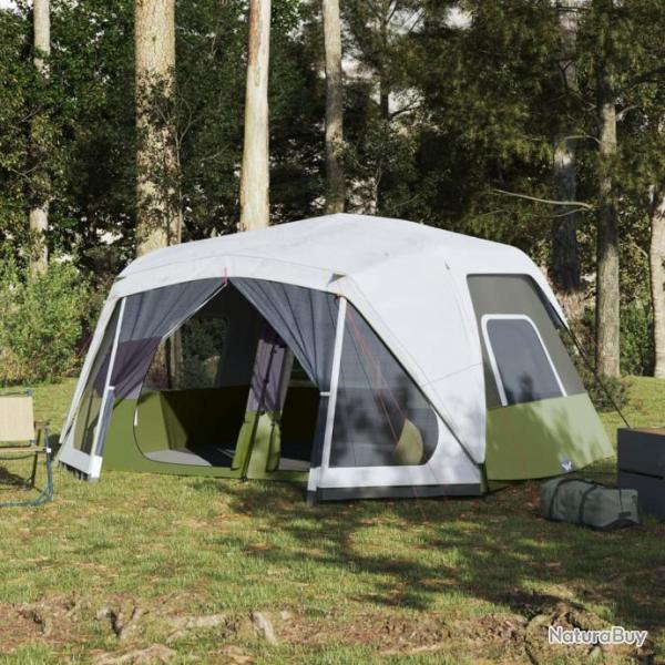 Tente de camping avec lumire LED 10 personnes vert clair