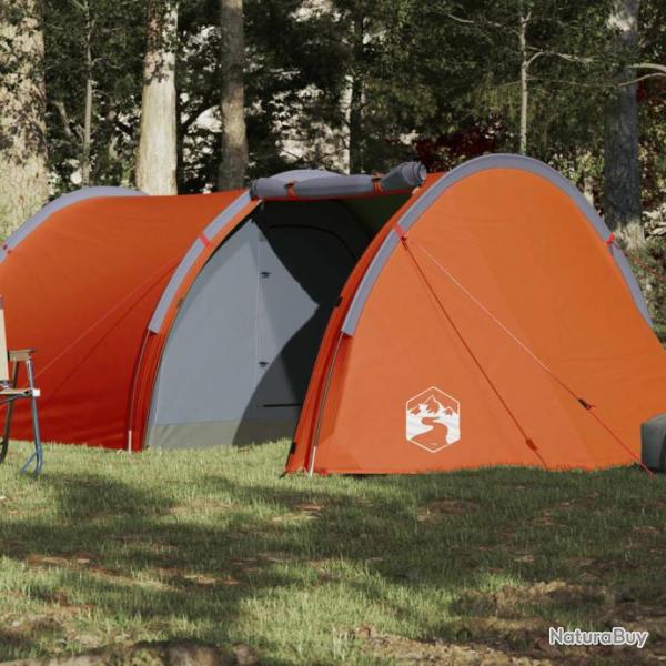 Tente de camping 4 personnes gris et orange impermable