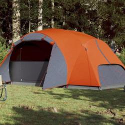 Tente de camping 8 personnes gris et orange imperméable