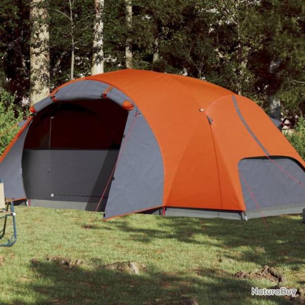 Tente de camping 8 personnes gris et orange impermable
