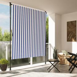 Store roulant d'extérieur bleu et blanc 200x270 cm tissu acier