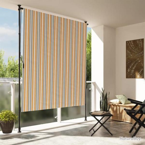 Store roulant d'extrieur jaune et blanc 150x270 cm tissu acier