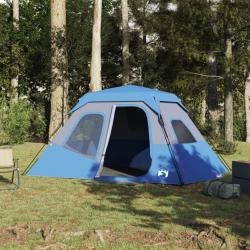 Tente de camping 6 personnes bleu imperméable