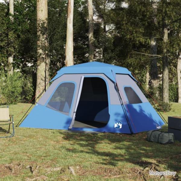 Tente de camping 6 personnes bleu impermable